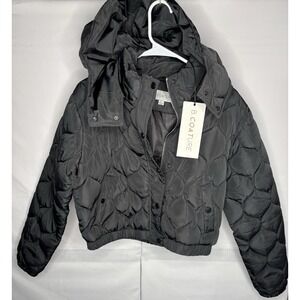 B. Coature Quilted Puffer Jacket Women's Medium Black Hooded